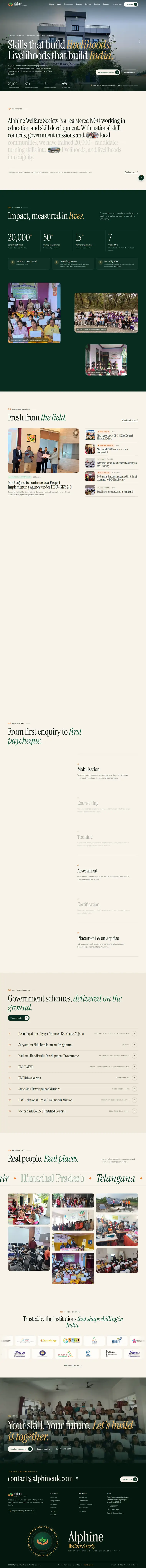 Full page of the Alphine Welfare Society website