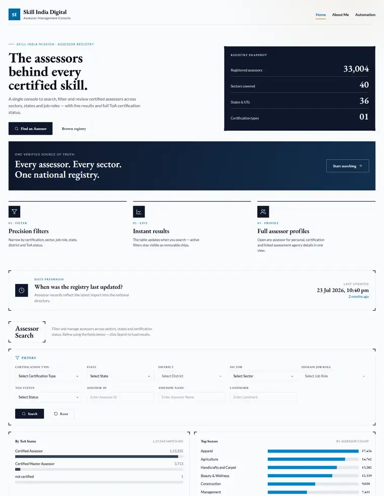 Full page of the SkillIndia.agency website